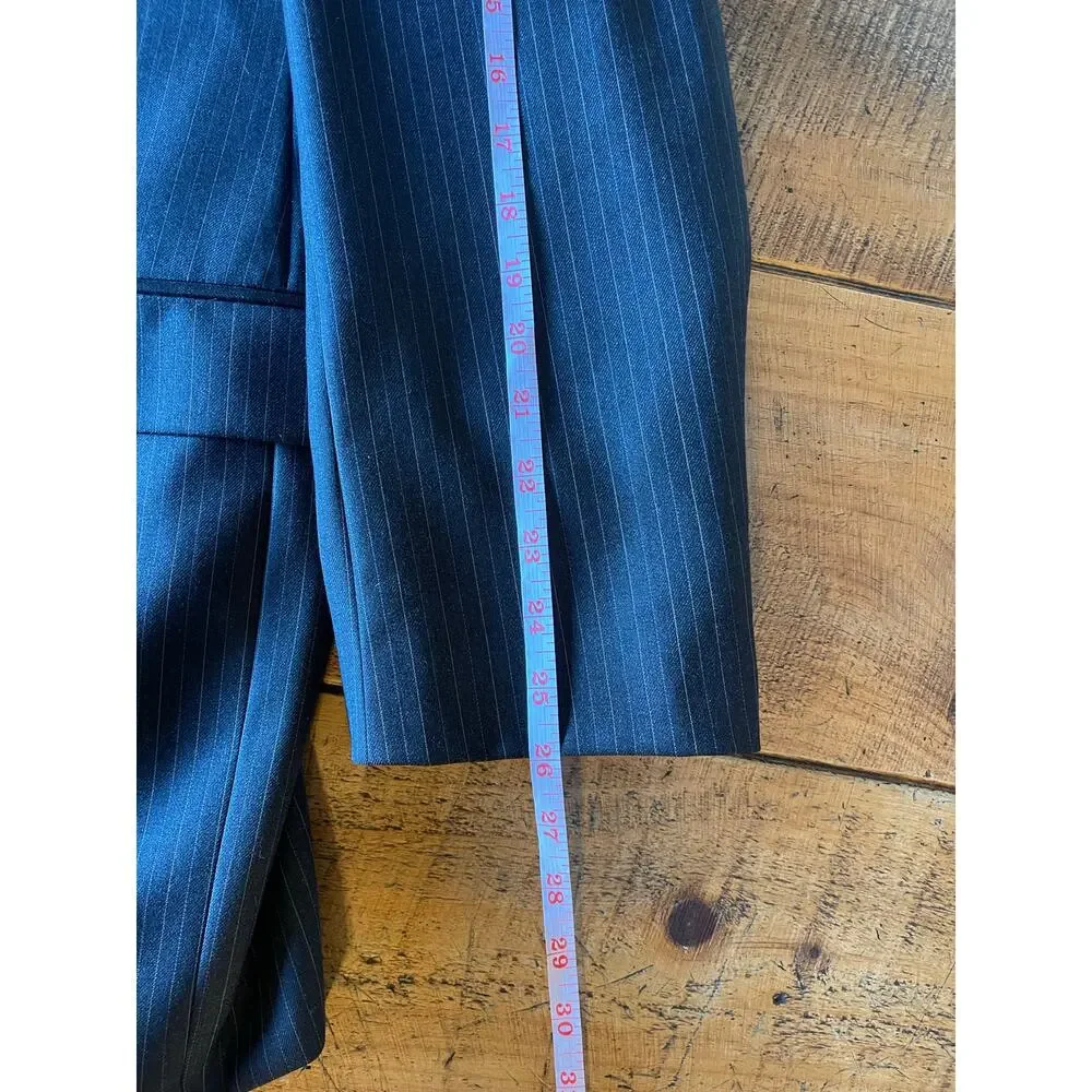 Mens Lauren Ralph Lauren 100% Wool‎ Gray Pinstripe Blazer Sport Jacket Size 46L